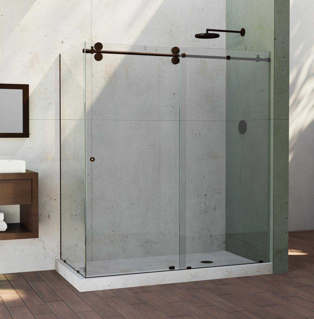 VTI 60 W X 36 D X 72 H Frameless Sliding Shower Enclosure With 3/8  Clear Tempered Glass, Brushed Nickel